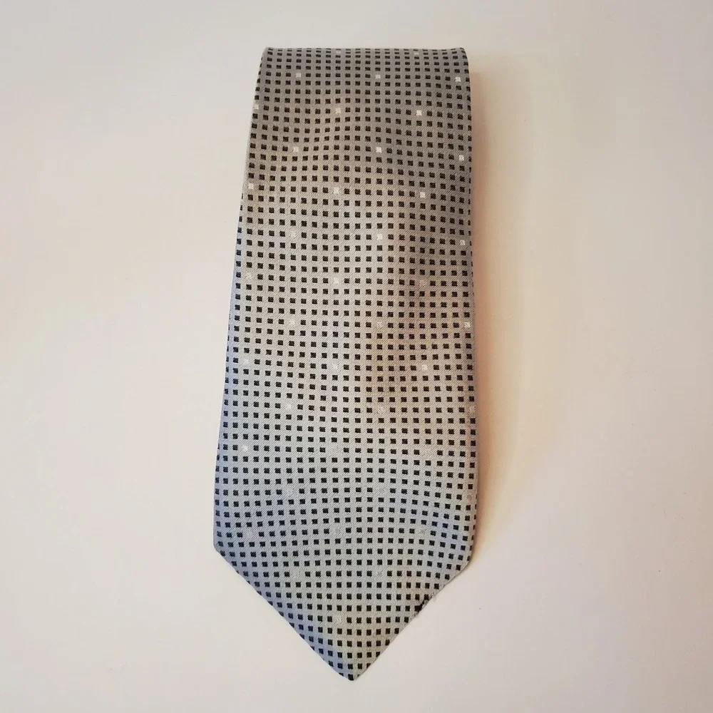 Calvin Klein Silver And Black‎ Sqaures Neck Tie